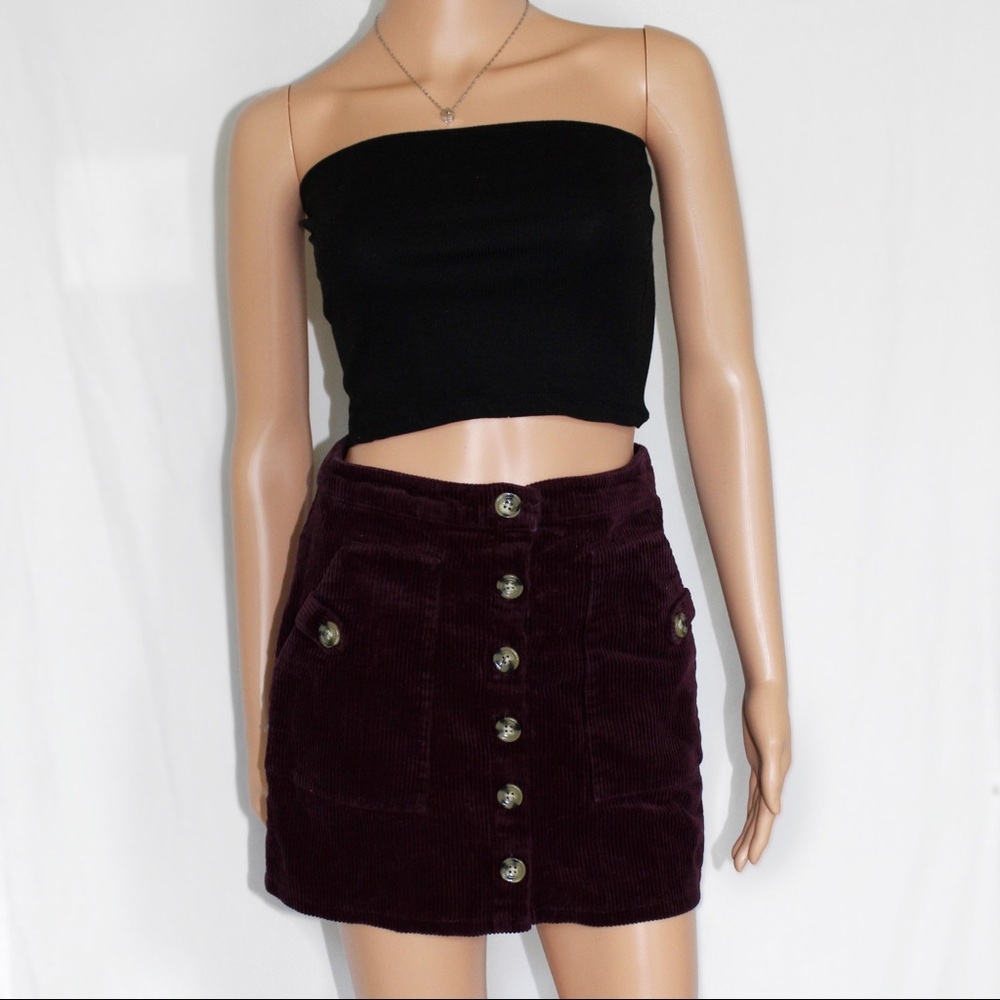 CORDUROY BUTTON DOWN SKIRT WITH POCKETS SIZE SMALL - Picture 8 of 8